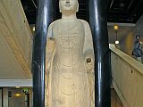 British Museum Top 20 Buddhism 02 Marble Buddha Amitabha 2. Amitabha - North China, 585AD, 5.8m high. This marble statue of the Meditation Buddha of the west has a very solid form and drapery in extremely flat folds.